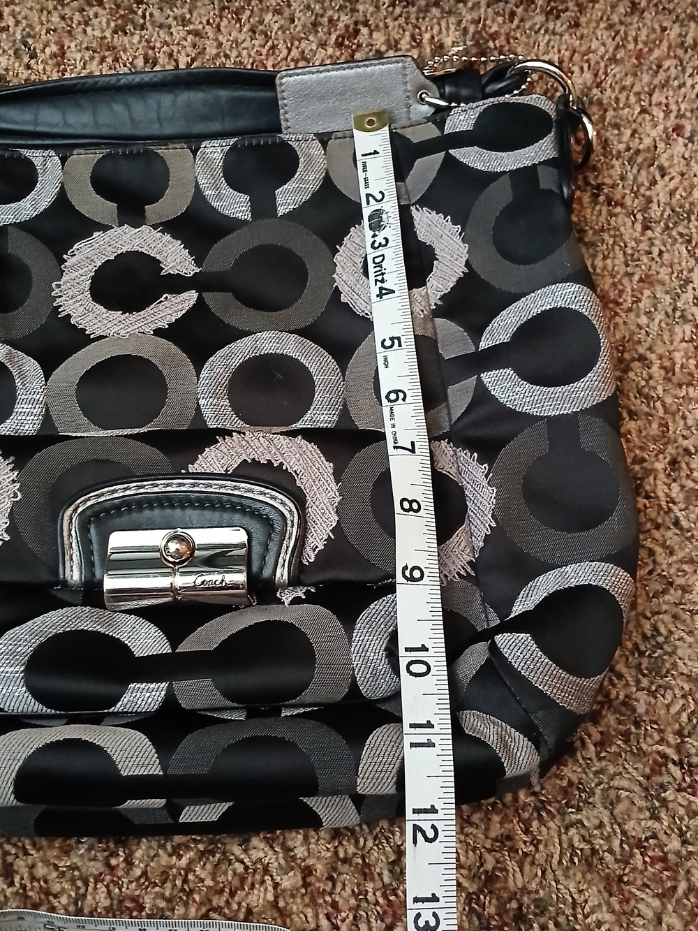 Coach Black and Silver Circle-Pattern Shoulder Bag - Picture 4 of 8